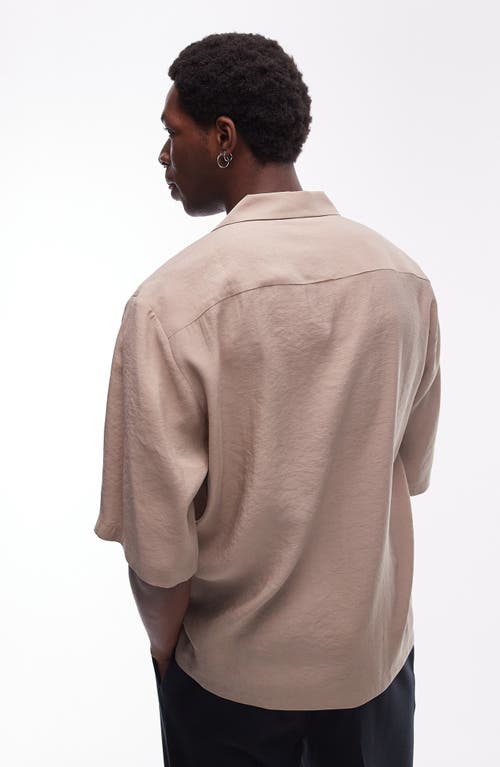 Shop Topman Oversize Modal Blend Camp Shirt In Stone