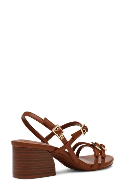 Anne Klein Women's Mackenzie Strappy Buckle Block Heel Dress Sandals In Brown Smooth