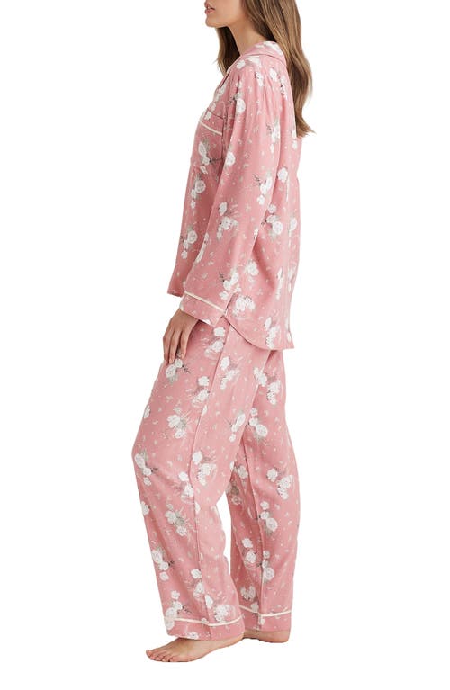 Shop Papinelle Yolly Cosy Print Pajamas In Rose Blush