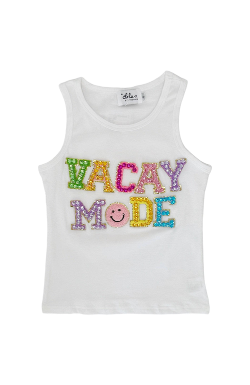 Lola + The Boys Kids'  Vacay Mode Crystal Tank In White