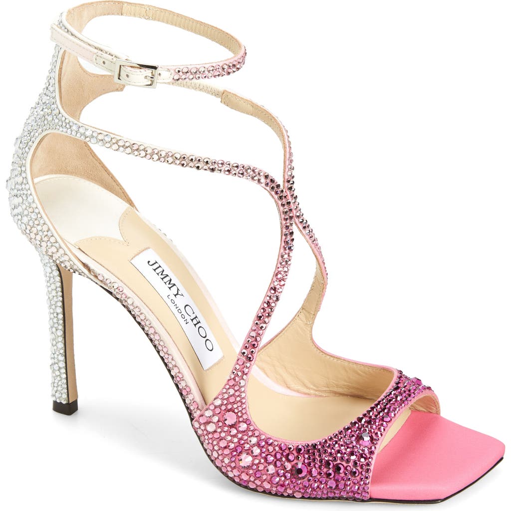 Shop Jimmy Choo Azia Crystal Embellished Sandal In Candy Pink/crystal