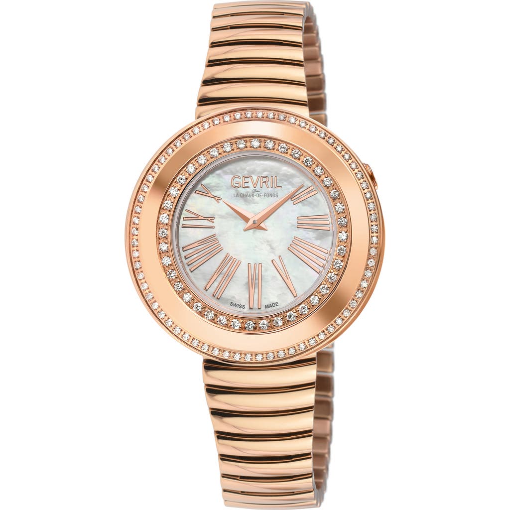 Gevril Gandria Diamond Bracelet Watch, 36mm In Ip Rose