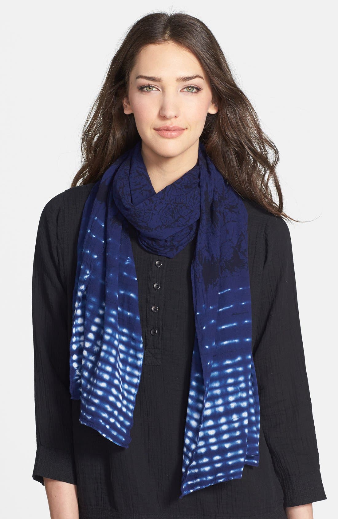 Eileen Fisher Tie Dye Print Cotton Scarf Nordstrom