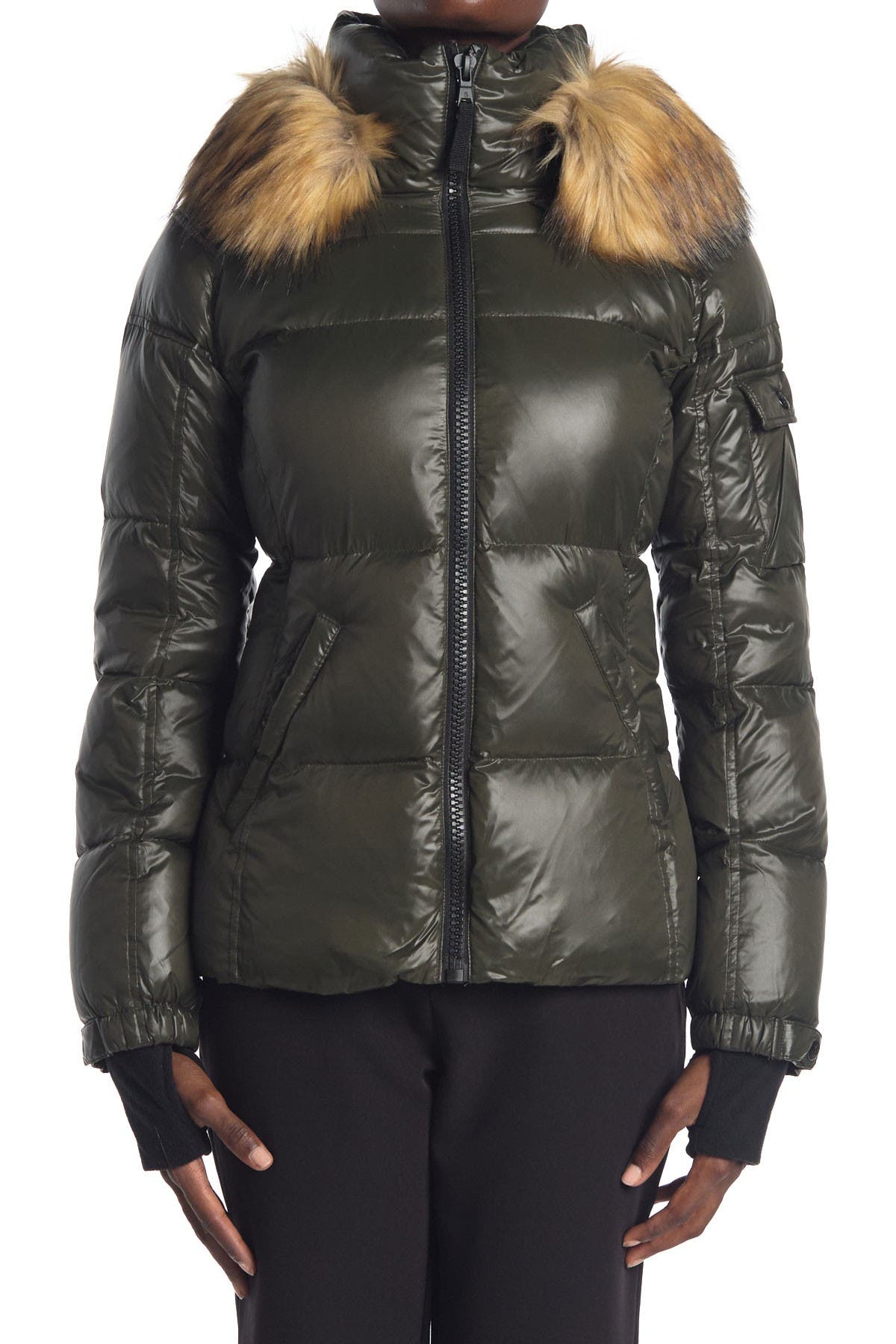 S13 faux fur glossy jacket Clearance