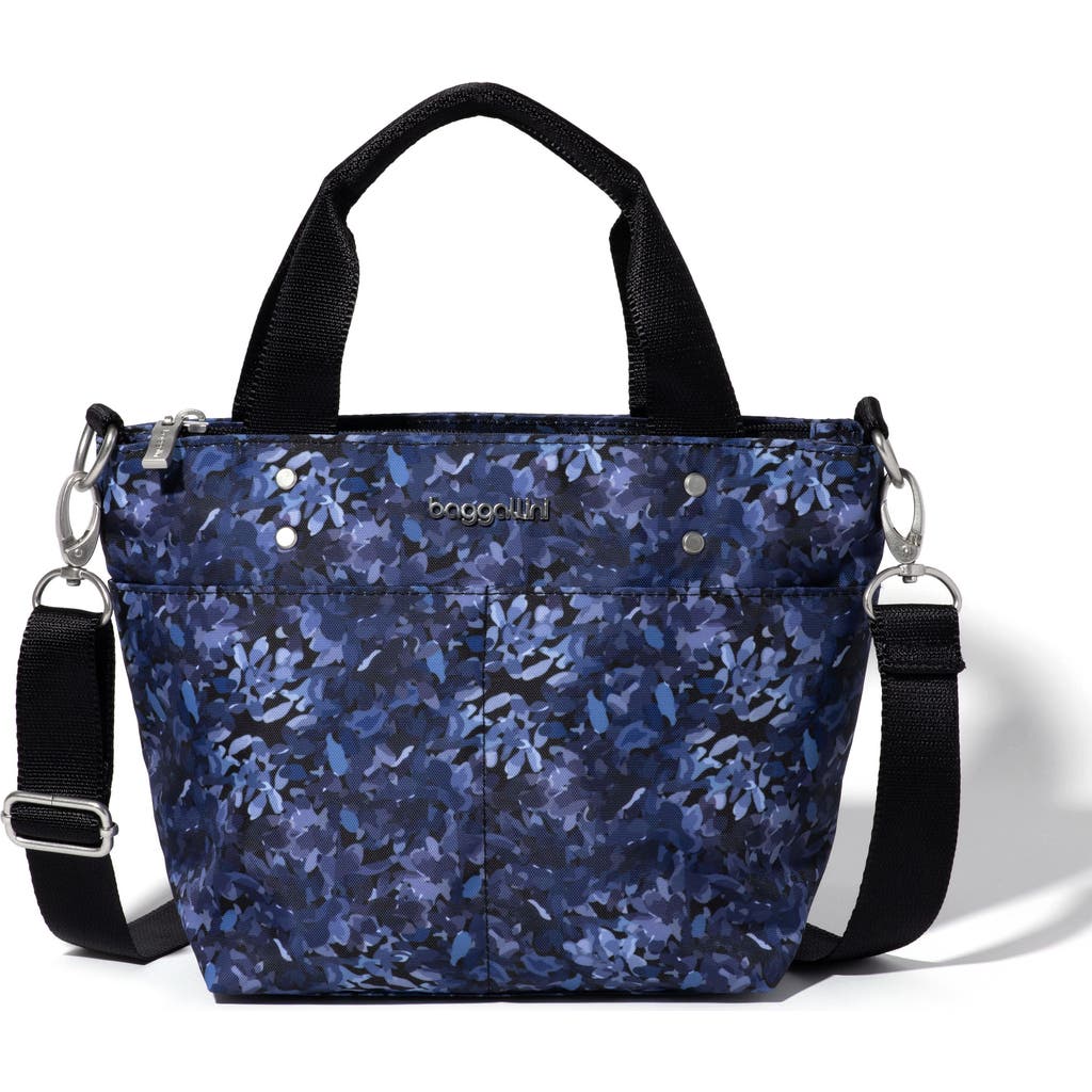 Baggallini Mini Carryall Crossbody Tote Bag In Indigo Petal