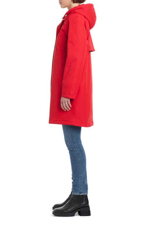 Shop Kate Spade New York Water Resistant Raincoat With Removable Hood In Garnet Red