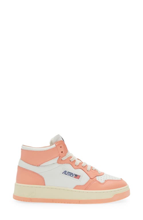 Shop Autry Medalist Mid Sneaker In White/sashimi