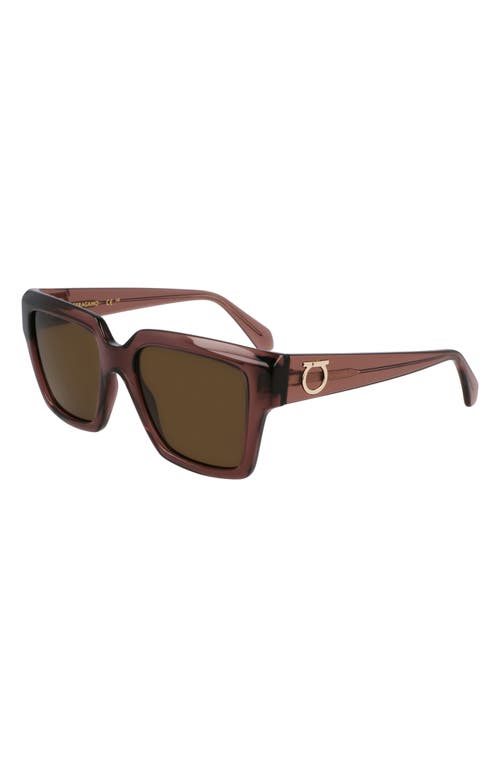 Shop Ferragamo Gancini 54mm Rectangular Sunglasses In Transparent Mauve