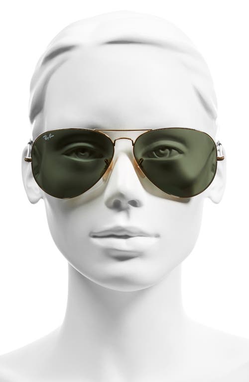 Ray Ban Ray-ban 62mm Aviator Sunglasses In Gold/dark Green