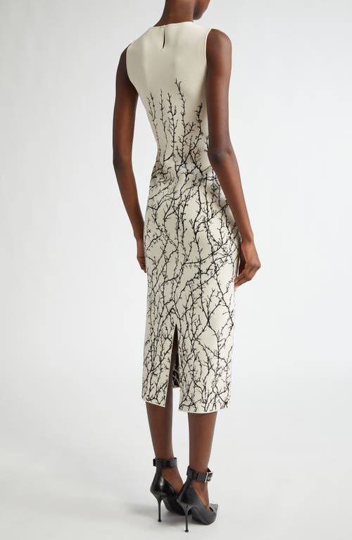 Shop Alexander Mcqueen Thorn Jacquard Knit Midi Dress In Ivory/black