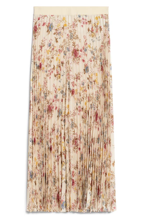 Shop Max Mara Palio Floral Pleated Maxi Skirt In Ivory