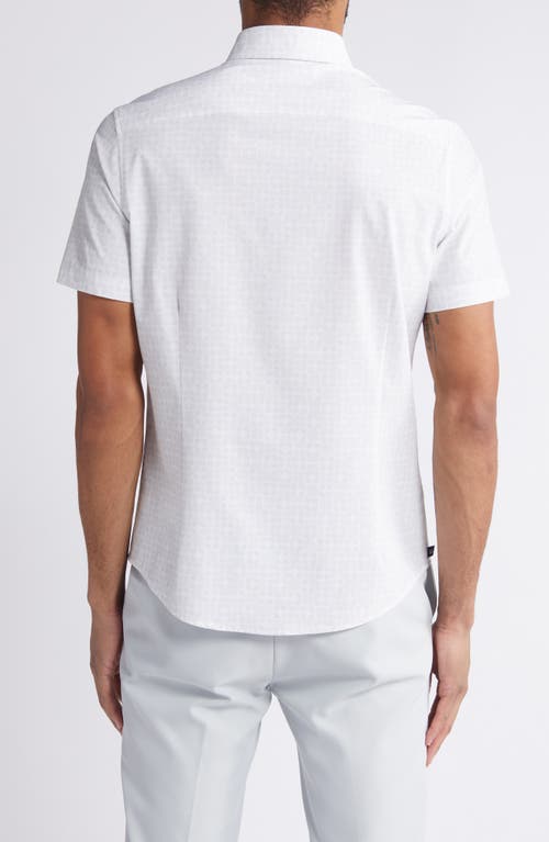 Mizzen + Main Mizzen+main Leeward Geo Print Short Sleeve Performance Button-up Shirt In Aluminum Gradient