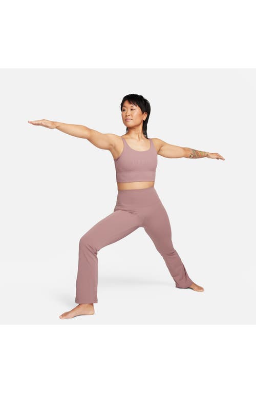 Nike Women's Zenvy Rib Light-support Non-padded Longline Sports Bra In Smokey Mauve/white