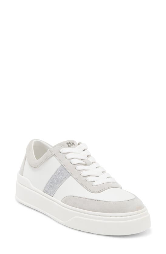 Stuart Weitzman Skater Graphic Sneaker In White/ Perla/ Silver