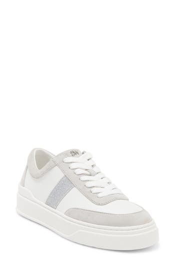 Stuart Weitzman Skater Graphic Sneaker In White/perla/silver