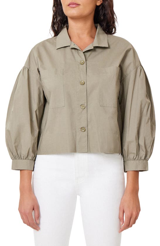 Habitual Cotton Button-up Shirt In Clover