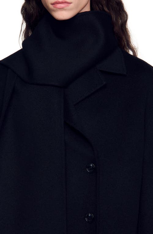 Shop Sandro Oversized Wool Coat In Black