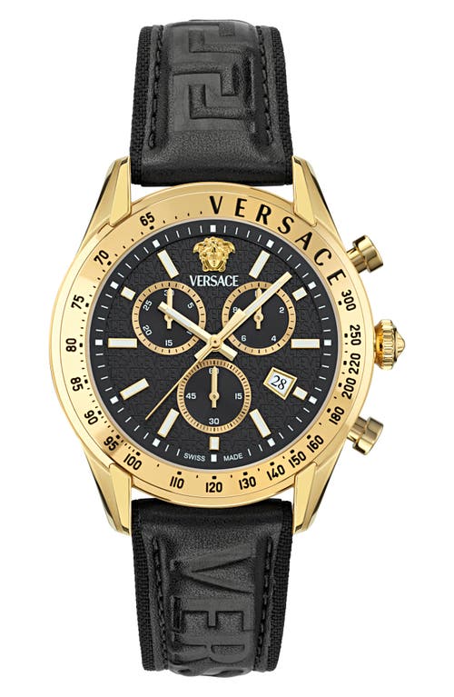 Versace Master Chronograph Leather Strap Watch, 44mm In Ip Yellow Gold