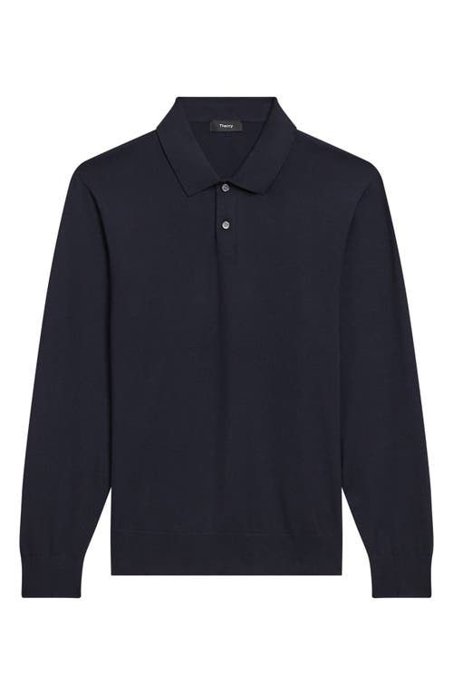 Shop Theory Goris Long Sleeve Polo In Baltic