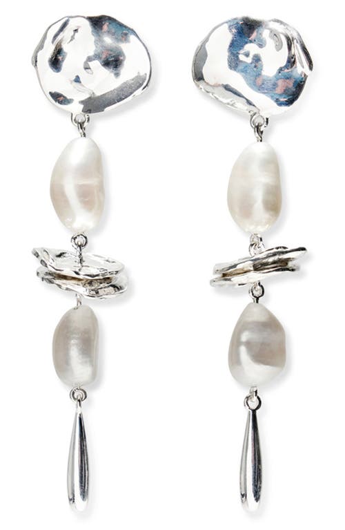 Lizzie Fortunato Freshwater Pearl Drop Earrings In Silver