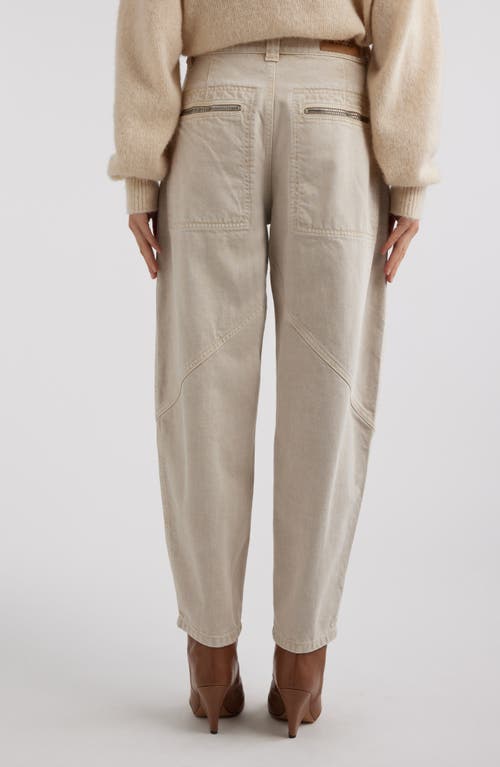 Shop Isabel Marant Catarina Zip Pocket Tapered Leg Cotton Twill Pants In Ecru