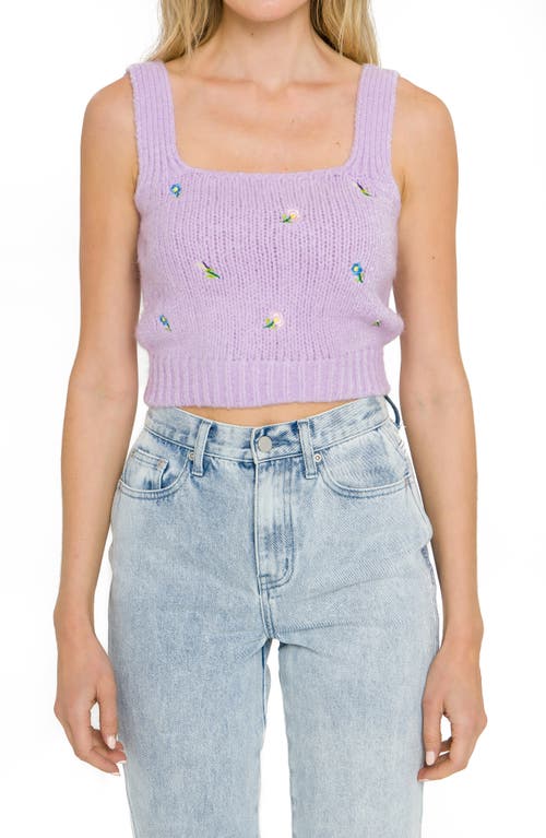 English Factory Embroidered Sweater Tank in Lavender at Nordstrom, Size Medium