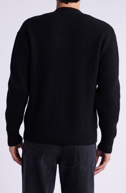 Shop Merz B Schwanen Relaxed Wool & Cashmere Rib Cardigan In Deep Black