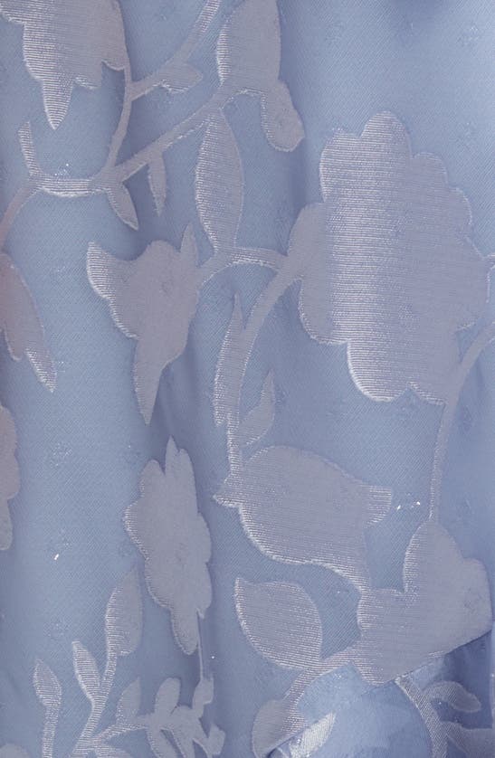 Alex Evenings Metallic Floral High-low Chiffon Jacquard Midi Dress With Jacket In Hydrangea