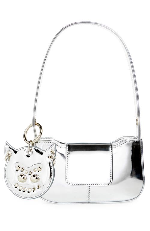 Shop Justine Clenquet Dylan Metallic Vinyl Shoulder Bag In Silver W/devil