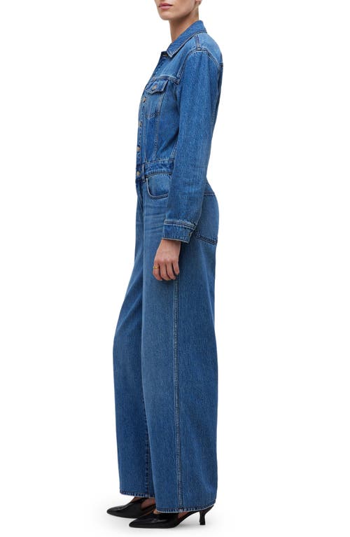 Madewell Long Sleeve Wide Leg Denim Coverall Jumpsuit In Byrne Wash