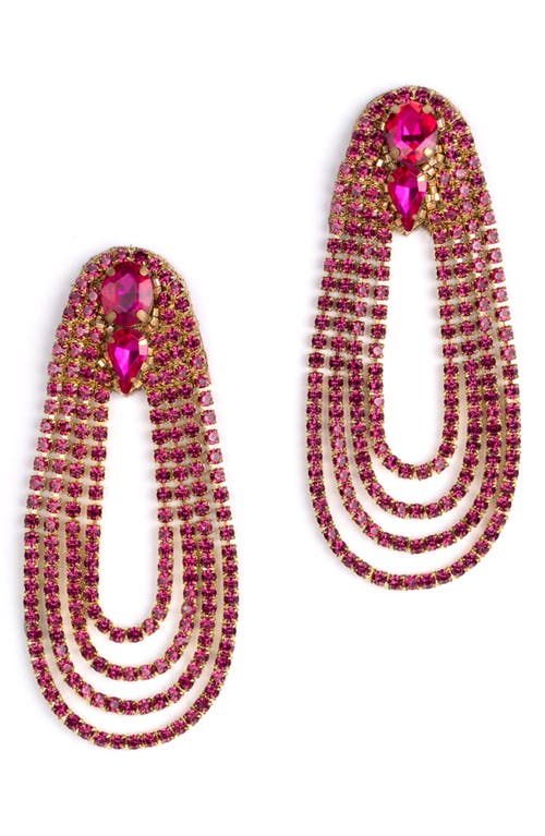 Deepa Gurnani Eliana Crystal Drop Earrings in Fuchsia at Nordstrom