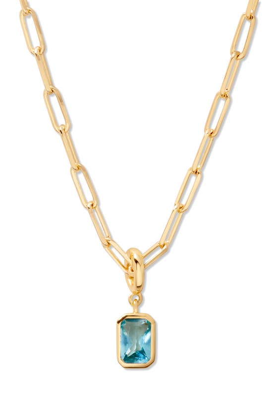 Shop Brook & York Mackenzie Birthstone Paper Clip Chain Pendant Necklace In Gold - March