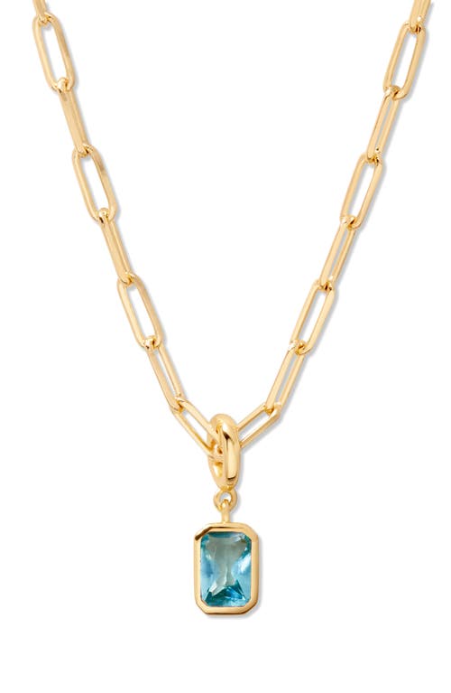 Mackenzie Birthstone Paper Clip Chain Pendant Necklace in Gold - March