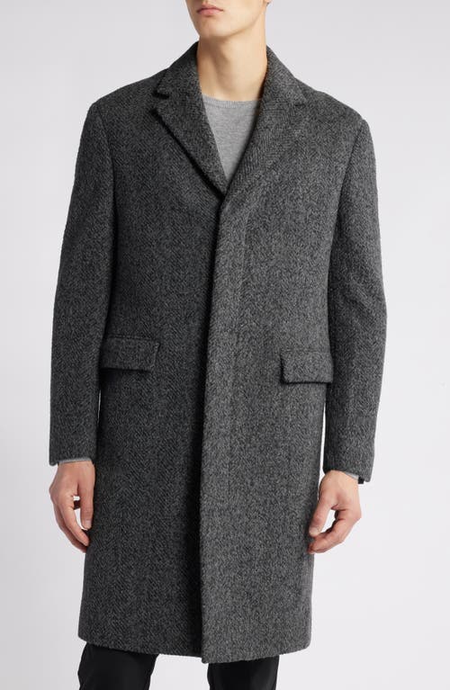 Cardinal Of Canada Mercer Herringbone Wool Blend Coat In Charcoal Herringbone