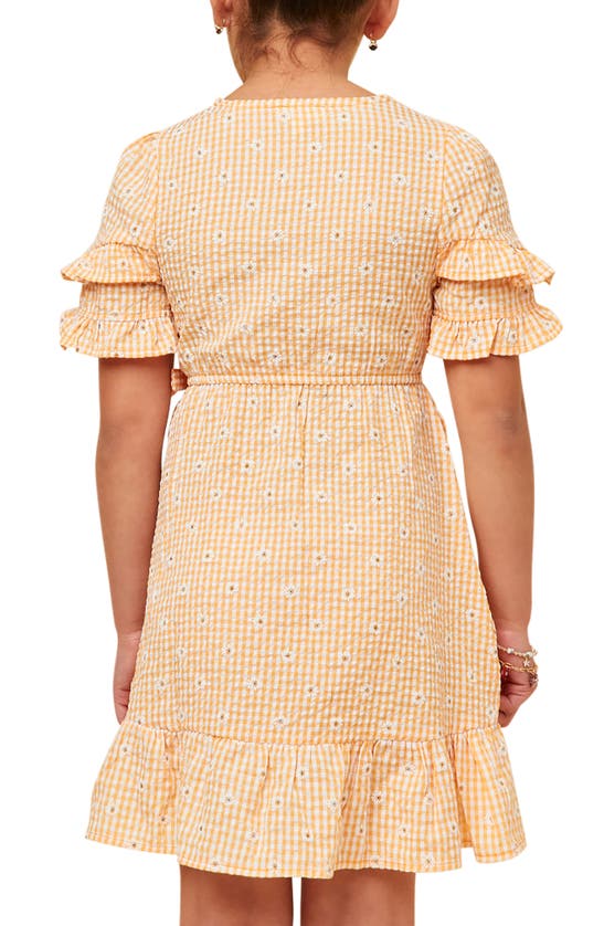 Hayden Girls Kids' Seersucker Ruffle Sleeve Dress In Apricot
