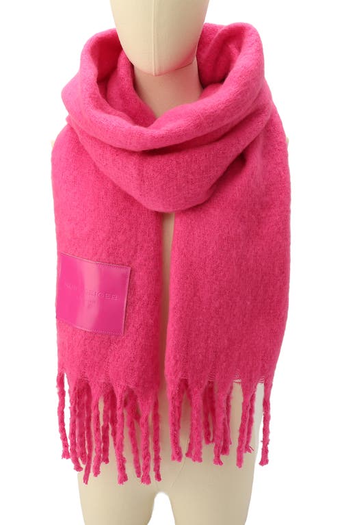 Kurt Geiger London Yarn Dye Fringe Scarf In Fluro Pink