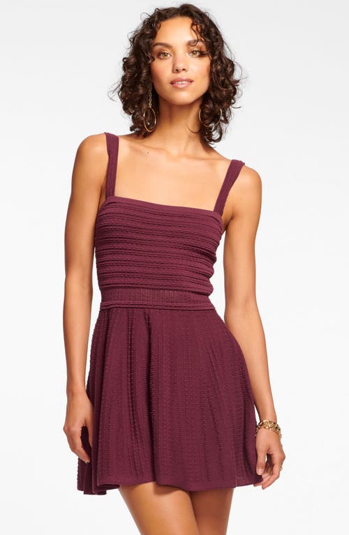 Shop Ramy Brook Althea Textured Cotton Mini Skater Dress In Pinot Noir Pointelle