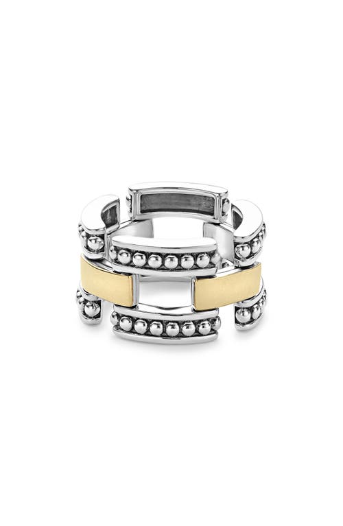 High Bar Link Band Ring in Two-Tone