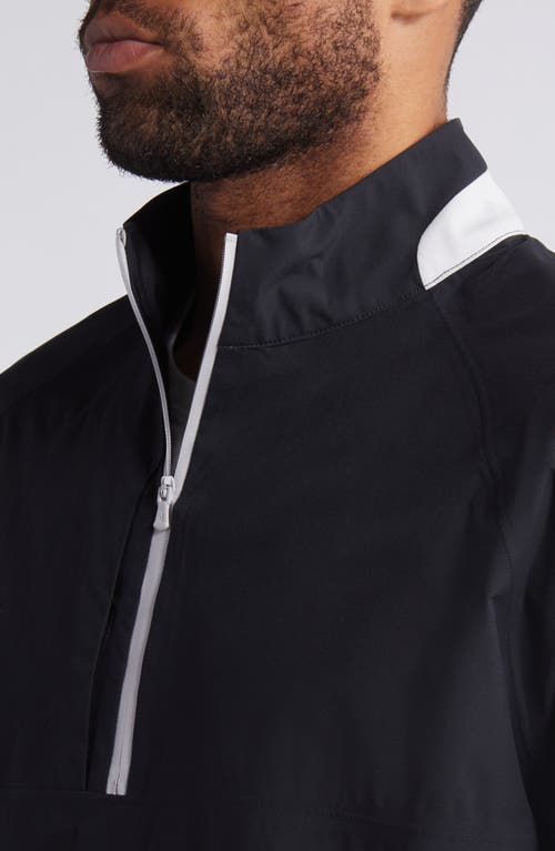 Johnnie-o Stealth Stowable Short Sleeve Pullover Rain Jacket In Black