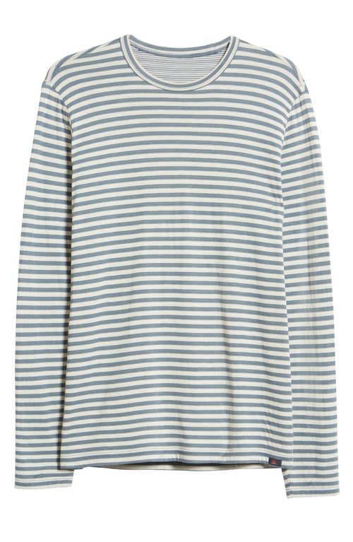 Faherty Men's Striped Reversible Pima Cotton Blend Tee In Marine Ivory Stripe