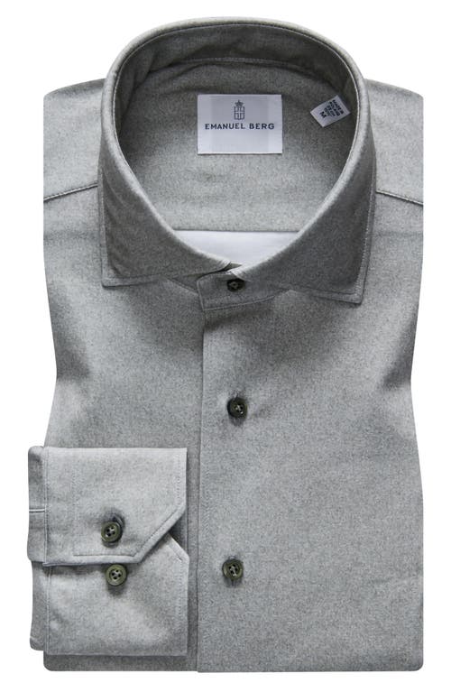 4Flex Slim Fit Heathered Knit Button-Up Shirt in Medium Grey/green