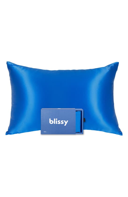 Shop Blissy Mulberry Silk Pillowcase In Azure