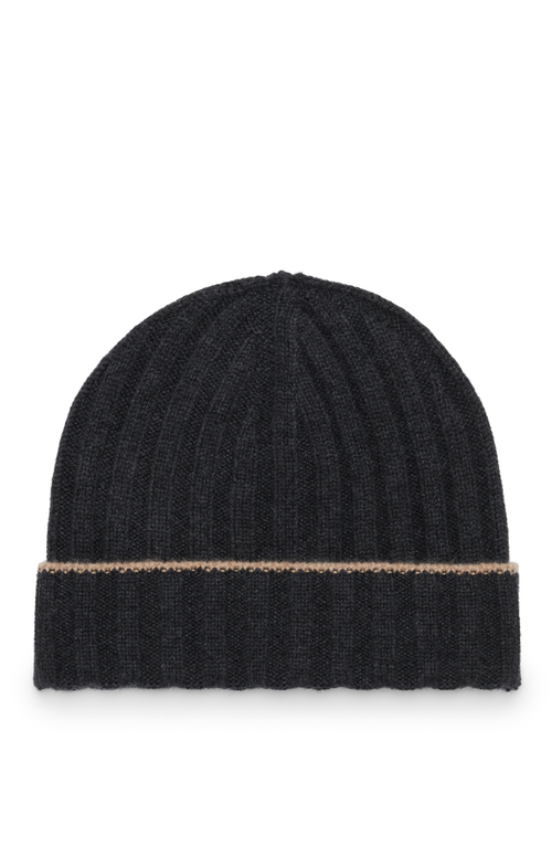 Shop Brunello Cucinelli Cashmere Rib Knit Beanie In Anthracite