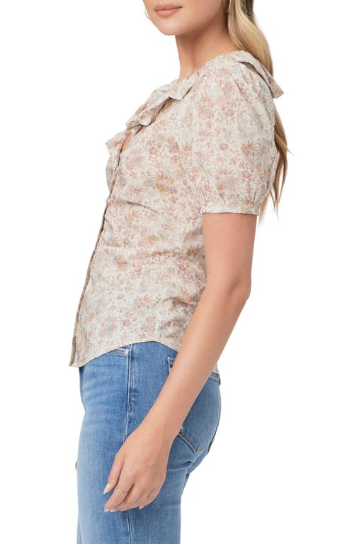 Shop Paige Adara Floral Short Sleeve Button-up Shirt In Cream Multi