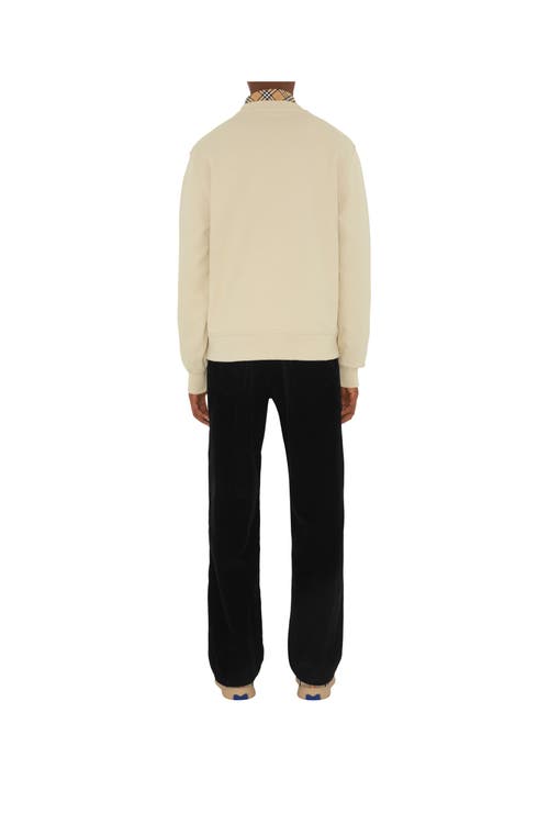 Burberry Check Label Cotton Sweatshirt In Nutmeg