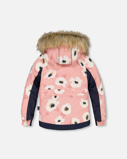 Shop Deux Par Deux Girl's Two Piece Snowsuit Allover Print Pink Printed Off White Flowers