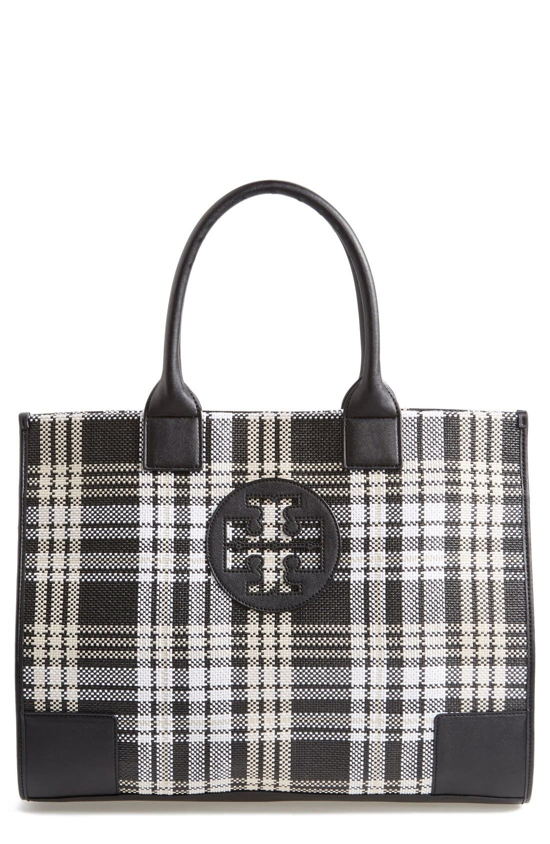 tory burch plaid tote