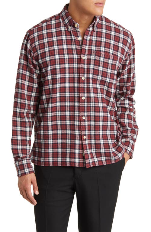 Hornet Plaid Organic Cotton Flannel Button-Down Shirt in Red Ochre