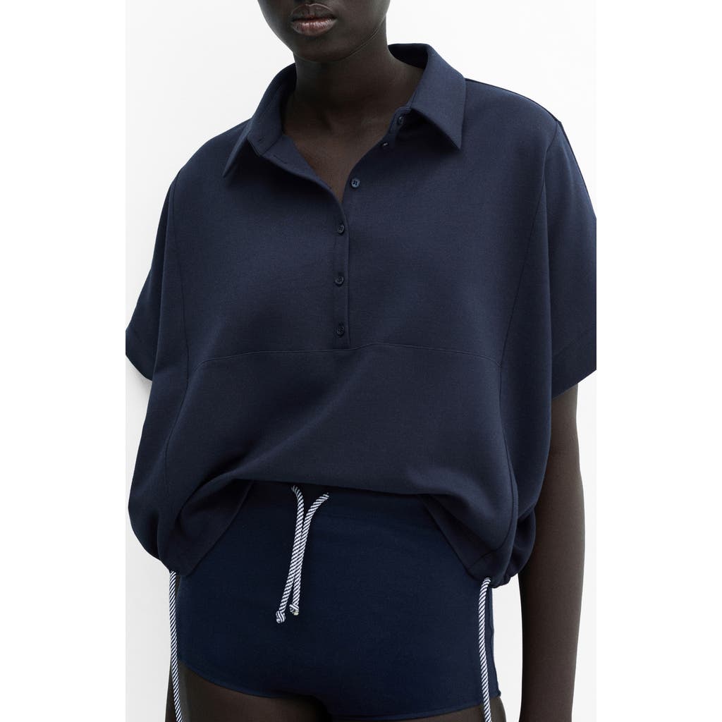 Mango Women's Adjustable Drawstring Polo Sweatshirt In Navy