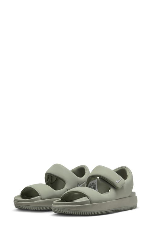 Shop Nike Calm Sandal In Army/metallic Silver